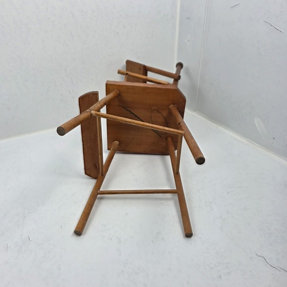 Vintage Doll or Teddy Bear Wood High Chair Movable Lap Tray 15" - Picture 5 of 9